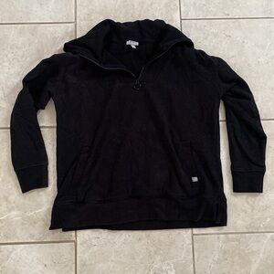 T By Talbots Black O-Ring Half Zip Front Sweater